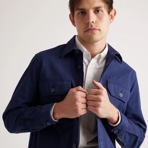 Quince Men’s Double Brushed Organic Cotton Overshirt Jacket Medium M Navy Blue